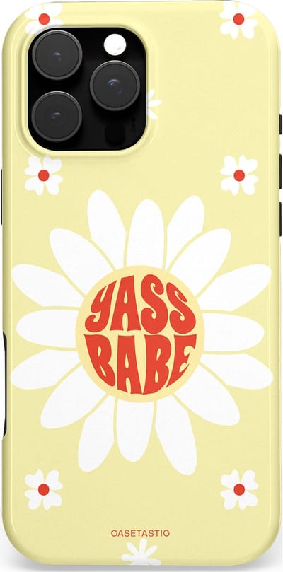 Casetastic hoesje geschikt voor Apple iPhone 16 Pro Max - MagSafe - Dubbellaagse bescherming - Yass babe - Fashion Case - Crème Wit