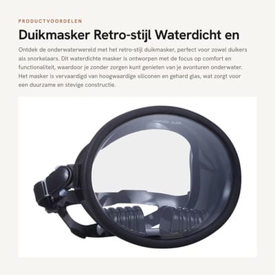 Dailygoods- Duikmasker Waterdicht - Anti-mist - Siliconen/Gehard Glas - Ergonomisch Ontwerp - Breder Panoramisch Zicht - 15,5 x 13 cm - Snorkelmasker