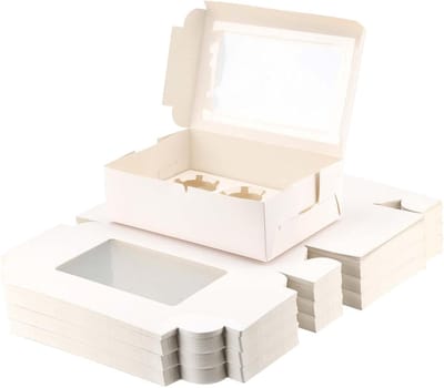 Allecta - Kartonnen Cupcake Doosjes 6 Gat - Cupcake Dozen met Venster - Voor Cake, Koekje en Muffin
