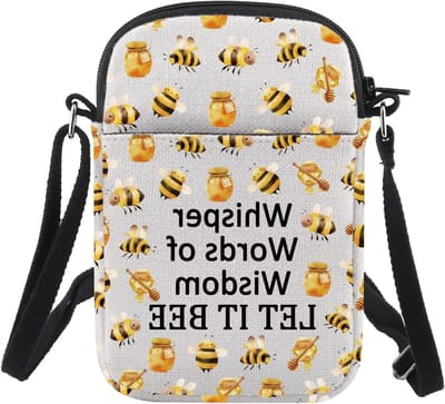 Allecto Plus - Inspirerende Bijen Crossbody Tas - Cadeau voor Bijenliefhebber met Inspirerende Tekst - Vriendschap Cadeau met Bij Thema