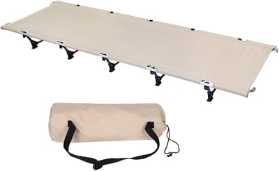 Opvouwbaar campingbed - Draagbaar bed - Buiten slapen - Sterk Oxford stof - 190 x 65 cm - Kaki