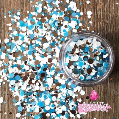 GetGlitterBaby® - Biologische / Biologisch afbreekbare Chunky Festival Mix Glitters voor Lichaam en Gezicht / Biodegradable Face Body Jewels Gouden Glitter - Goud / Blauw / Wit