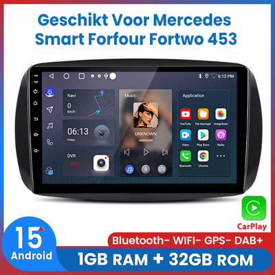 Awesafe Autoradio - Geschikt Voor Mercedes Smart Forfour Fortwo 453 2015 t/m 2022 - Draadloos Carplay & Android Auto - Ram 1GB + Rom 32GB - Bluetooth & Wifi - GPS Navigatie - 2015 2016 2017 2018 2019 2020 2021 2022