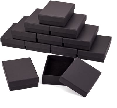 Dailygoods- Sieradendozen 24 Stuks - Zwarte Kartonnen Dozen - Rechthoekig - Met Deksel - Inclusief Spons - 9x7cm - Cadeaudozen