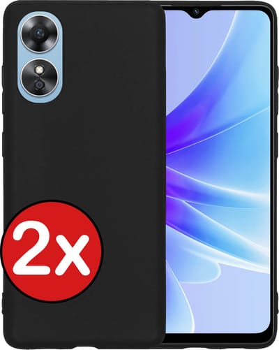 Hoesje - 2 Stuks - Geschikt voor OPPO A17 - Sterk & Shockproof - Telefoonhoes - Back Cover - Case Siliconen - Telefoon Hoes - Zwart