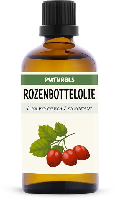 Puturals Rozenbottelolie 100% Biologisch - 100ml - Koudgeperst en Puur - Rosehip Oil voor Haar en Huid