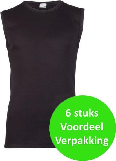 6 stuks heren mouwloze shirts - 100% katoenen shirt zonder mouwen - Naadloos - ondergoed - Zwart / L