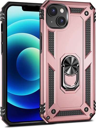 Ring Armor - Hoes met Kickstand Ring Geschikt voor: iPhone 13 - Rosé Goud - Draaibare standaard - Magneet - ZT Accessoires
