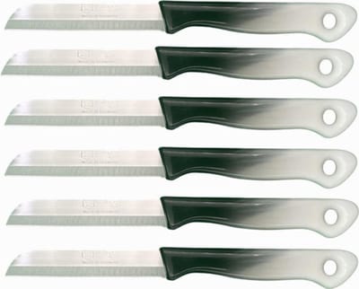Solingen Schilmes Set 6-Delig – Kartel Schilmessen RVS – Zwart-Wit – Duits Keukenmes – Ergonomisch – Vaatwasmachinebestendig – Made in Germany - Groente- en Tomatenmes met Kartel – RVS Keukenmessen met Blade Cover – Ergonomisch Handvat