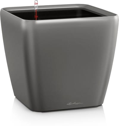 LECHUZA QUADRO Premium LS 43 - Plantenbak - met uitneembare binnenbak - met bewateringssysteem - ALL-IN-ONE set met LECHUZA-PON - antraciet metallic