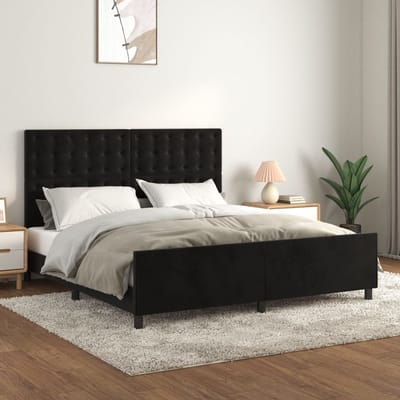 vidaXL - Bedframe - zonder - matras - 160x200 - cm - fluweel - zwart