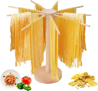 Opvouwbaar pasta droogrek - Milieuvriendelijk hout - Opvouwbaar zelfgemaakt rek voor verse pasta - Met 9 armen - Stabiel - Gemakkelijk op te bergen - Snel te installeren