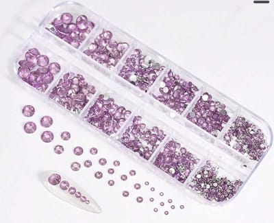 BamBella® Lila - Steentjes in doos - Rhinestones set tools set steentjes plak glitter steen doosje Nail art knutselen naaien