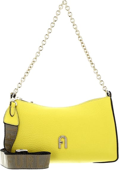 FURLA Leren Handtas Schoudertas Primula Mini Crossbody Doub Canary + Metal Taupe Geel