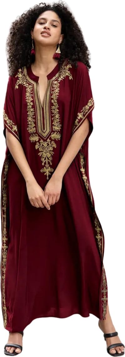 Nivard Islamitische Kleding - Djellaba Dames - Moslim Kleding - Arabisch Dames Kaftan - Alhamdulillah - Bordeauxrood
