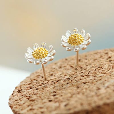 Gading dames oorknoppen met madeliefje-goudkleurig/zilverkleurig-8mm