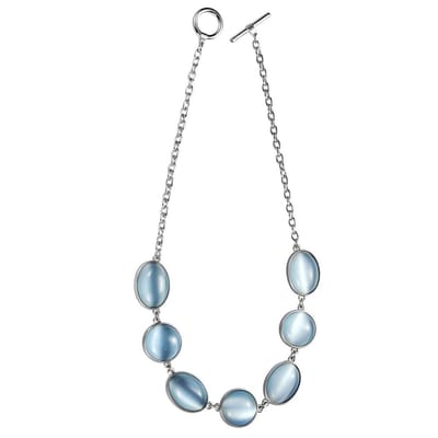 Behave - Korte ketting - Kattenoog steen - Wit/grijs - 50 cm