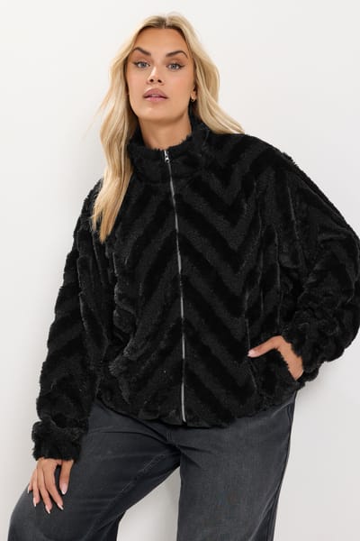 Yours Zwarte Borgfleece Van Imitatiebont Size 42