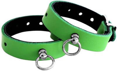 Kiotos Leather - Polsboeien Leder met Kleine O-ring - Groen