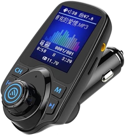 Draadloze Carkit - Bluetooth FM Transmitter - Veilig Bellen Auto - Dubbele USB Poorten - 1.44 Inch Display - Zwart