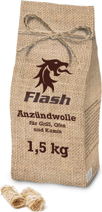 Flash aanmaakwokkels 2 x 1,5 kg zak houtwol (totaal 3 kg) FSC®-gecertificeerd hout met plantaardige was