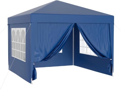 Partytent 3 x 3 M - Blauwe Tuinprieel Met UV Bescherming 50+ - Tuin Gazebo Met Afneembare Zijkanten En Ramen - Marquee Voor Terras, Tuin En Evenementen