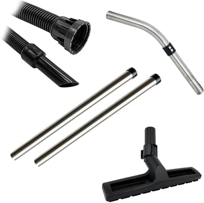 Multaparts® hulpstukken set geschikt voor Numatic Henry / Hetty series parket zuigmond, complete stofzuigerslang (2.5 meter), RVS buizen & RVS zuigbocht | Vervang alle hulpstukken in 1 keer | Professionele kwaliteit onderdelen voor een setprijs