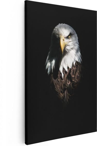 Artaza Canvas Schilderij Arend - 20x30 cm - Klein - Wanddecoratie Dierenkop - Muurdecoratie Vogel - Kamer Accessoires