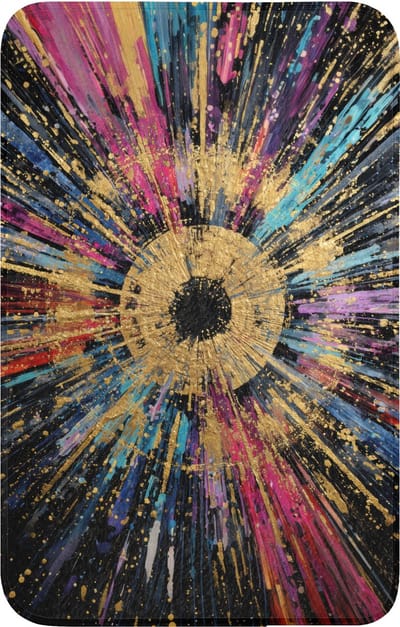 WC mat 50x80 cm - Antislip - Explosie - Goud - Kleurrijk - Abstract - Toiletmat - Vloermat - Douchemat - Toilet tapijt - Toiletmatten