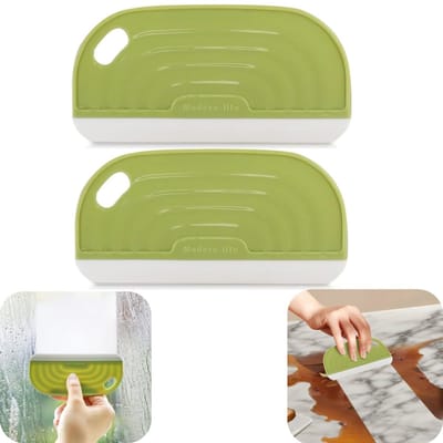 2 stuks waterafstrijker - scraper - schoonmaakborstel - bureaubladafkrabber - siliconen waterafstrijker - slijtvast - waterdicht - ophangbaar - draagbaar - schoonmaakaccessoires - geschikt voor keuken, gootsteen, spiegel (groen, 12,7*6cm)
