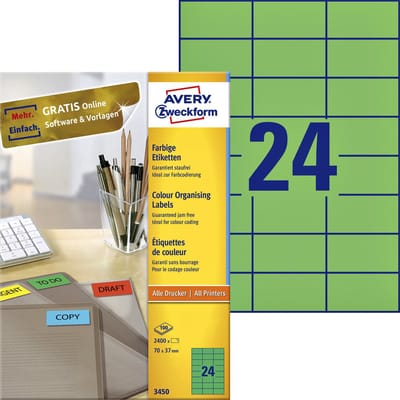 Etiket avery 3450 70x37mm groen 2400st | 5 stuks