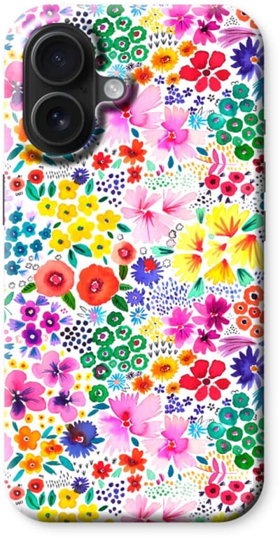 Case Company® - Hoesje geschikt voor iPhone 16 hoesje - Little Flowers - Tough Case - Maximale Bescherming alle Kanten en Schermrand