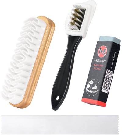 Dailygoody - Suède Borstel - Schoenreiniger - 4-zijdige borstel - Schoenpoetsgereedschap - Reinigingsdoekje - Geschikt voor nubuck en suède - 4 stuks