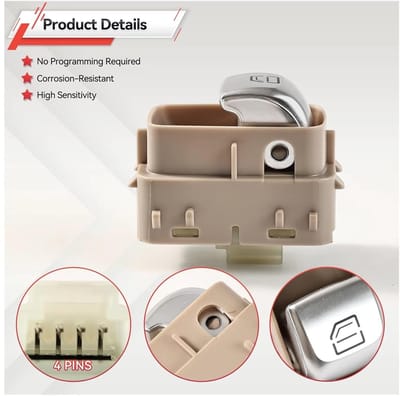 Raamschakelaar Auto - Elektrisch Raam Bediening - Directe Vervanging - Duurzaam ABS Materiaal - 1x1x1 cm - Beige