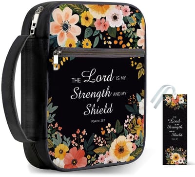 Dailygoods- Bijbelhoes met handvat 30,5 x 22 cm - Draagtas met ritssluiting - Zwarte bijbelhoes - Beschermend met zak - Bladwijzers voor bijbelnotities - Bijbeltas