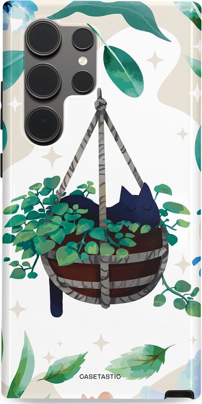 Casetastic Hoesje Geschikt voor Samsung S24 Ultra - Stijlvolle Beschermende Duo-layer Case - Hangkat