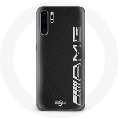 Hoesje voor Huawei P30 Amg Logo Carbon Textuur zwart