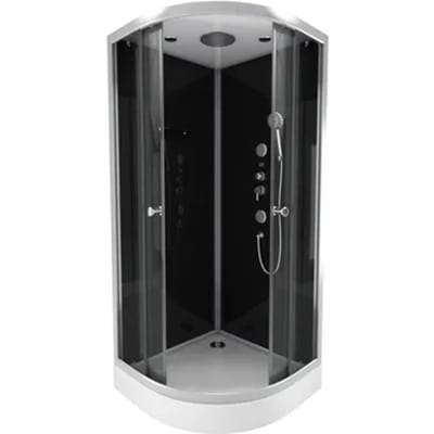 Aurlane Douchecabine Black 2 - Rond - 90x90x230cm - Zilver