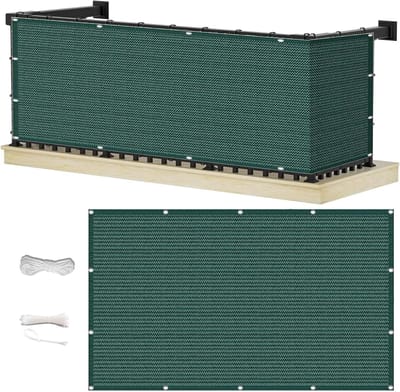 Balkonafdekking - Inkijkbescherming Balkon - Privacy Creëren - Ademend en Scheurvast - 60 x 250 cm - Donkergroen
