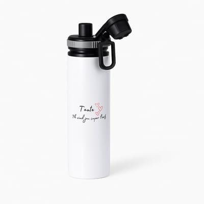 Hacebo® - tante ik vind jou super lief waterfles met draaidop grijs - Tante - de liefste tante - verjaardag - cadeautje voor tante - tante artikelen - kado - geschenk - water fles - 850ML