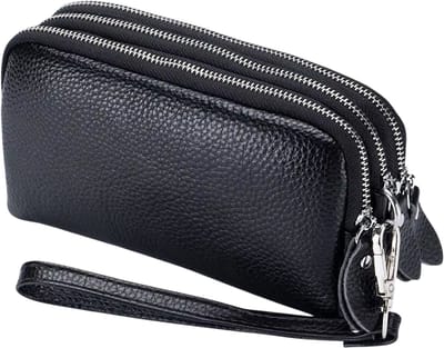 Grote Dames Portemonnee Lange Clutch – Portefeuille met Rits, Telefoonvak, Pasjeshouder, Kaarthouder en Muntvak, Grote Capaciteit Wallet voor Smartphone en Geld - Zwart