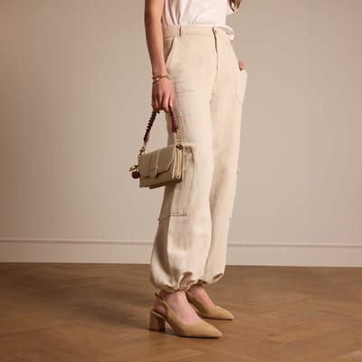 No Stress - Dames - Beige suède slingbacks - Maat 38