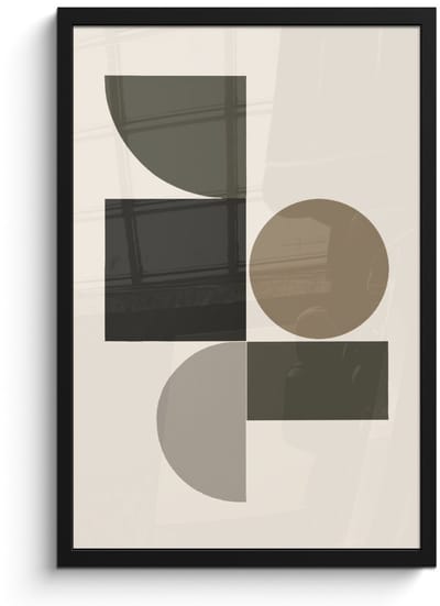 Poster in lijst - Fotolijst 40x60 cm - Posters - Aardetinten - Abstracte compositie - Eenvoudige vormen - Posterlijst zwart - Decoratie - Wanddecoratie woonkamer - Muurdecoratie slaapkamer