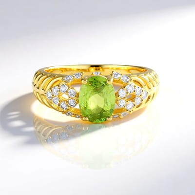 Sphene-ring van verguld zilver