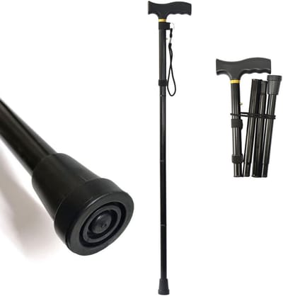 Wandelstok - Verstelbaar en Opvouwbaar - 85-95 cm - Trekkingstokken - 5-traps hoogteverstelling - Anti slip - Wandelstokken - Loopstok Ouderen - Hiking Stokken - Stevig - Trekking - Ergonomisch Handvat - Zwart