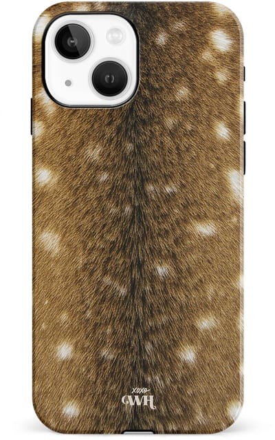 xoxo Wildhearts telefoonhoesje geschikt voor iPhone 15 - Bambi Bliss - Double Layer - Hard case met dubbele beschermlaag - Beschermhoes shockproof case - Hoesje met dierenprint - Hert - Bruin