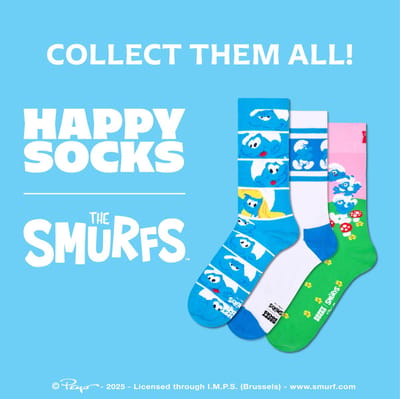 Happy Socks - The Smurfs - Set van 3 paar - Smurfensokken - MT 41-46