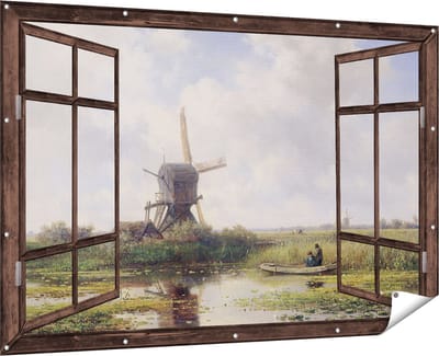 Gards Tuinposter Doorkijk In ’t Gein bij Abcoude - Willem Roelofs - 180x120 cm - Tuindoek - Tuindecoratie - Wanddecoratie buiten - Tuinschilderij