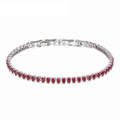 Aramat Jewels | Armbanden | Zilveren Tennisarmband Met Zirkonia | Donker rood | |2,5mm | Zilver | Volwassenen | Verkleurd niet