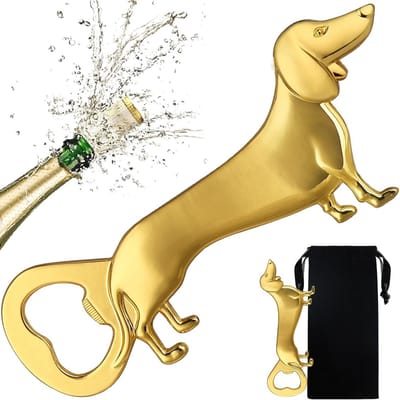 Gouden Teckel Bieropener - Grappig Cadeau voor Hondenliefhebbers en Vaderdag